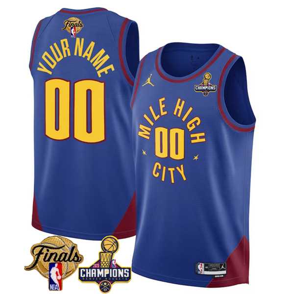 Men%27s Denver Nuggets Active Player Custom Blue 2023 Nuggets Champions Patch And Finals Patch Statemenr Edition Stitched Basketball Jersey->customized nhl jersey->Custom Jersey
